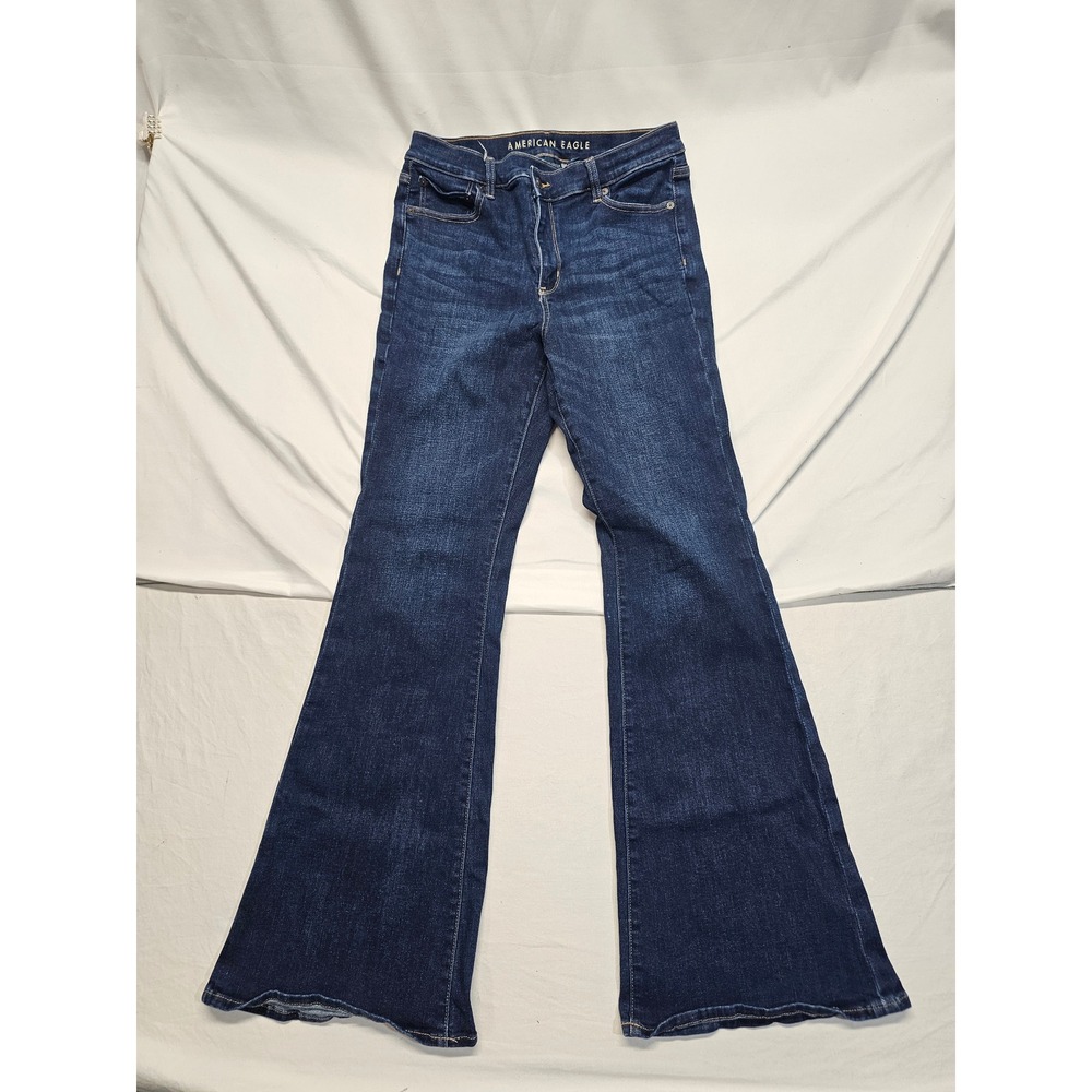 American Eagle Next Level Stretch Dark Wash Flare Jeans Juniors Size 10 - Picture 3 of 9
